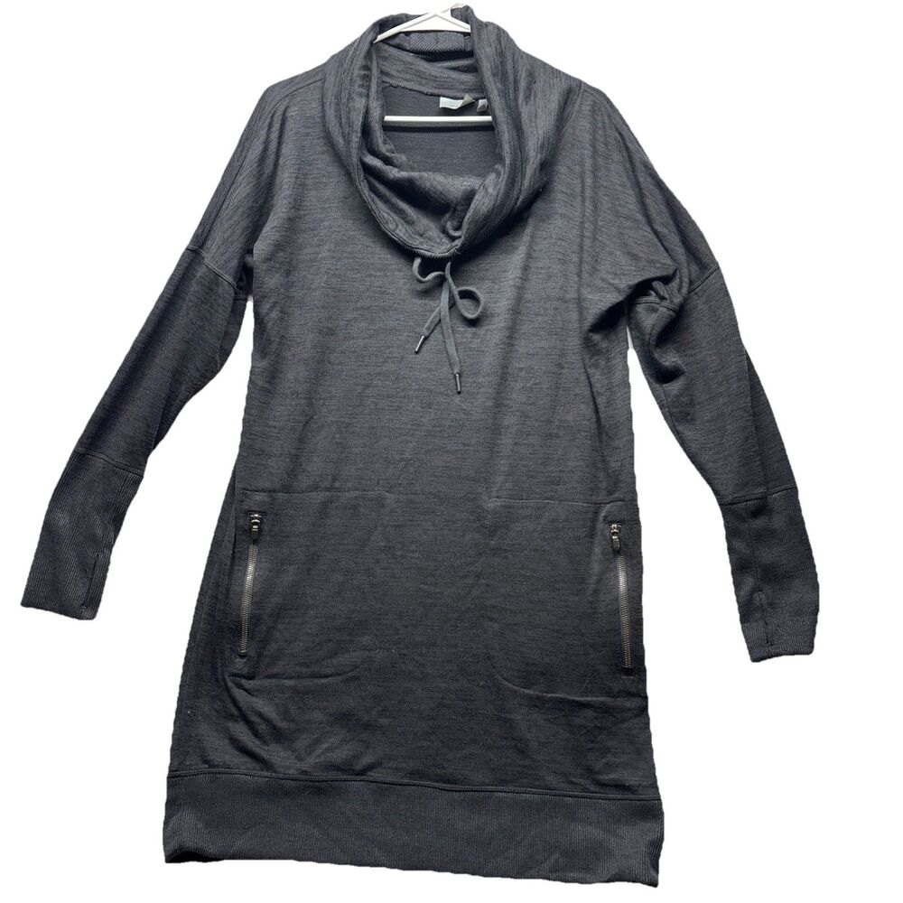 Athleta Women's Sport It Dress Size Large Gray Cowl Neck Long Sleeve Sweater